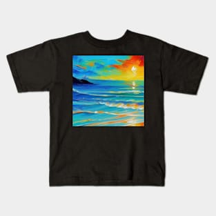 Beautiful Sunrise Oil Painting - Natural Beauty Kids T-Shirt